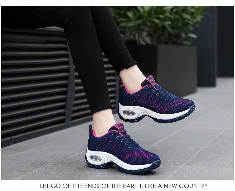 Woman Sneakers Fashion Casual Shoes Summer Air Cushion Mesh Female Shoes Comfortable Breathable Heightening Sneakers for Women