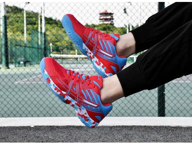 Women and Men Sports Shoes Professional Badminton Shoes Comfortable Breathable Tennis Shoes Shock Absorbing Volleyball Shoes Men