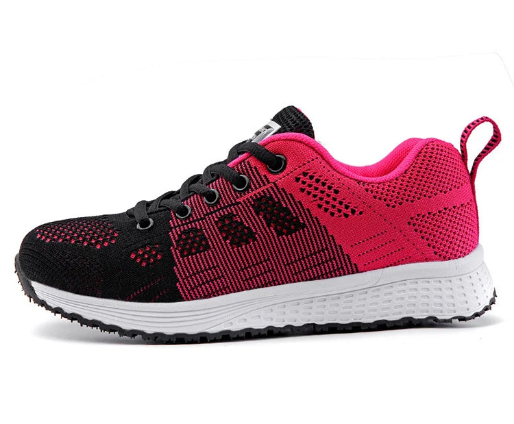 Women's Sneakers Breathable 2024 New Fashion Trainers Flat Woman Vulcanize Shoes Mesh Fabric Lace Up Female Footwear Shoes