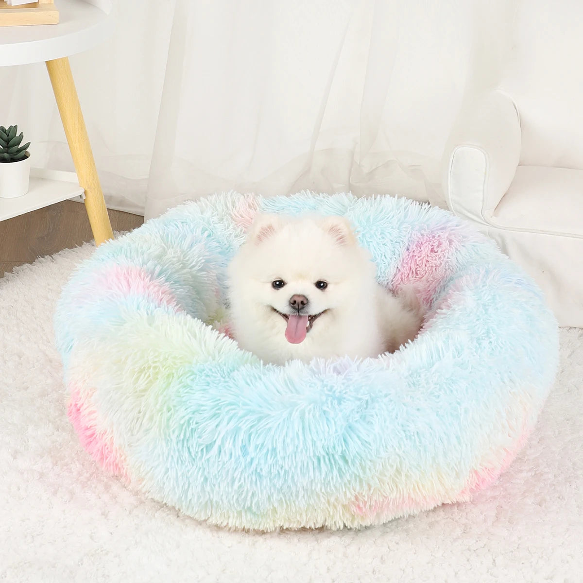 Dog Bed Donut Big Large Round Basket Plush Beds for Dogs Medium Accessories Fluffy Kennel Small Puppy Washable Pets Cat Products