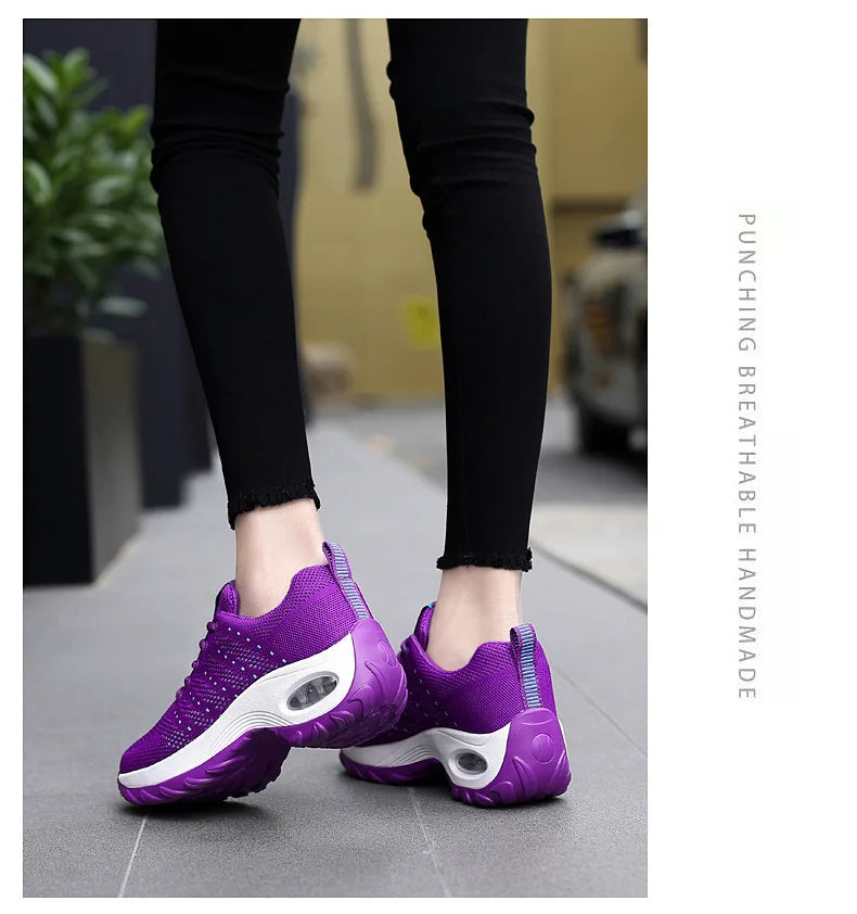 Woman Sneakers Fashion Casual Shoes Summer Air Cushion Mesh Female Shoes Comfortable Breathable Heightening Sneakers for Women