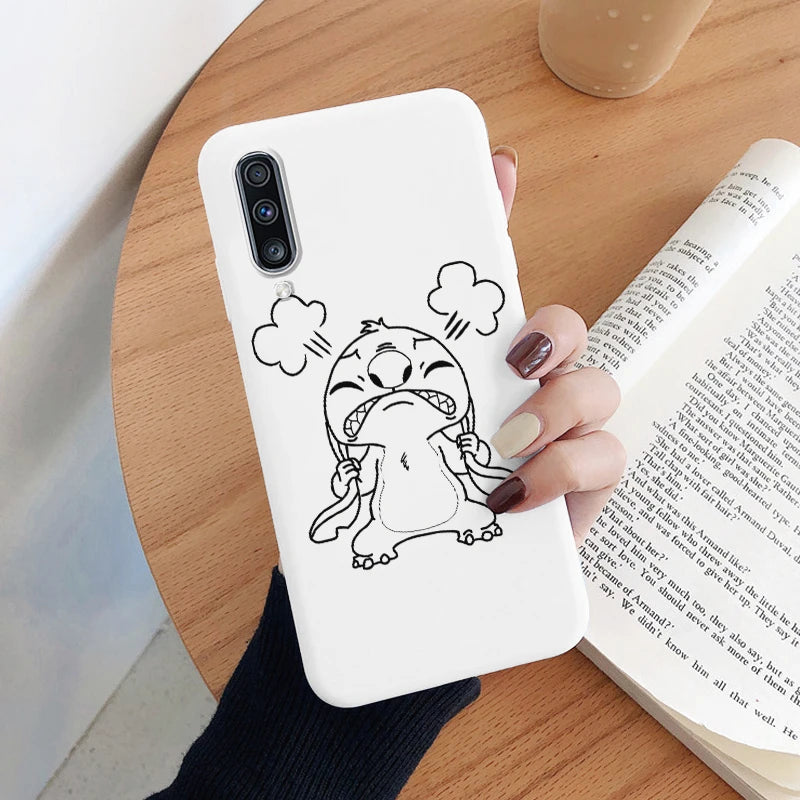 For Samsung Galaxy A70 A50 A50S A30S Camera Protect Soft Cover Silicone Cute Cartoon Lilo Stitch Case Funda For Samsung A 50 Bag