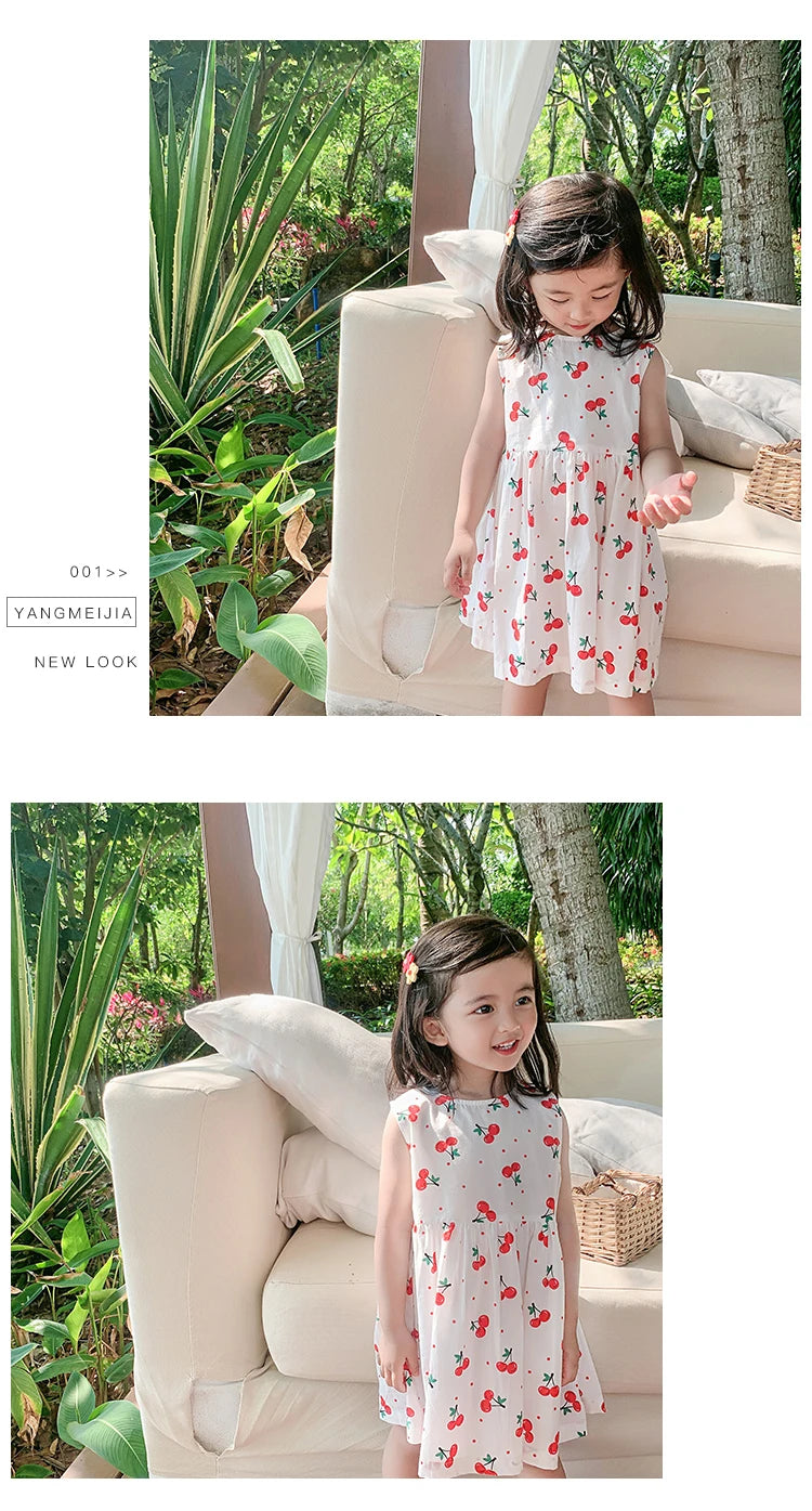 Girls Dress Summer Floral Pattern Children'S Skirt 100% Cotton Sundress Cute Comfortable Baby Beach Wear Kids Casual Clothes