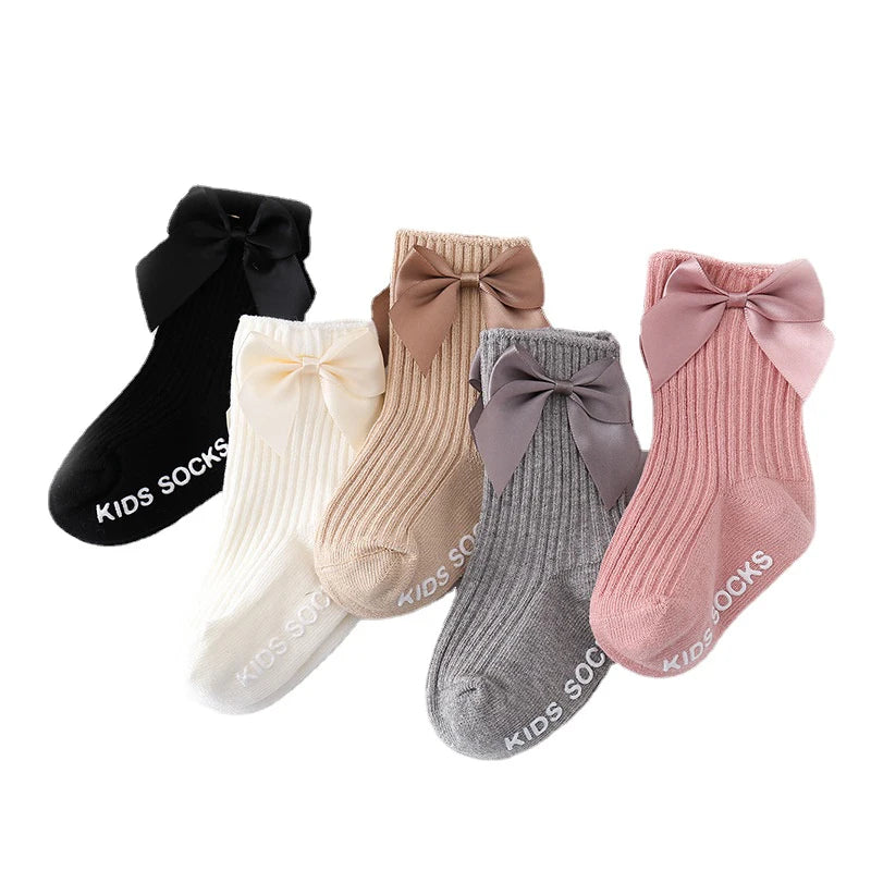 Baby Accessories Newborn Big Bow Floor Socks Infant Children Socks Kids Four Seasons Non-slip Cotton Socks Toddler Girls Clothes