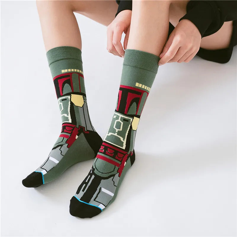 2023 New Autumn Winter Star Wars Movie Men socks Master Yoda R2-D2 Cosplay Socks Wookiee Jedi Knight Novelty Women's Socks 37-45