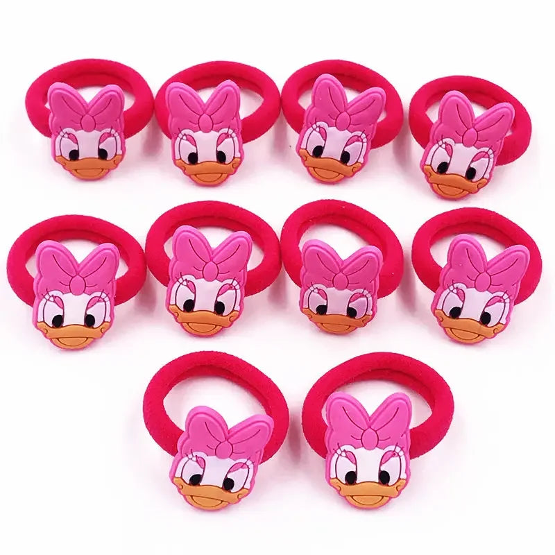 10PCS Mickey Minnie Disney Elastic Hair Rubber Band Headband Hair Accessories Girls Cartoon Hair Gum Hair Bows Korean