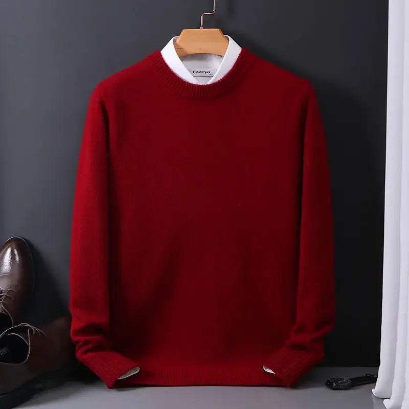 2024 Cashmere Sweater O-neck Pullovers Men's Loose Oversized M-3XL Knitted Bottom Shirt Autumn Winter New Korean Casual Men Top