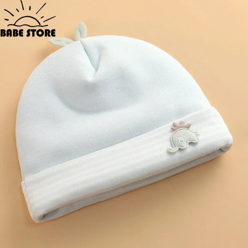 0-6 Months Baby Hats Newborn Beanie Winter Warm Thicker Cotton Soft Elastic Baby Cap for Girls Boys Infant Bonnet Accessories