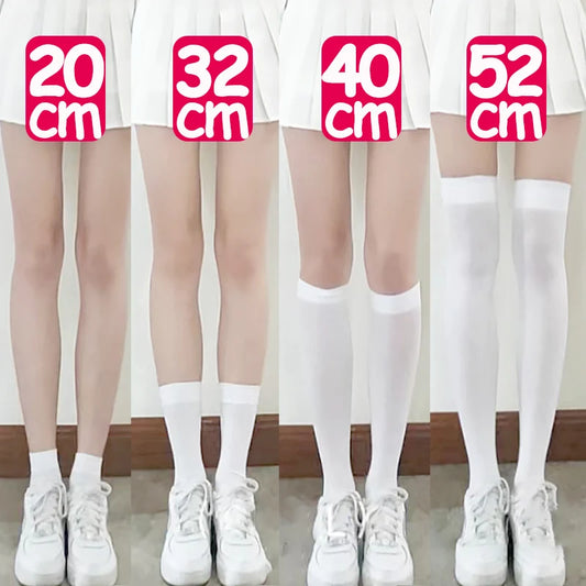 Fashion Woman Socks Cute Black White Velvet Lolita Long Socks Solid Color Knee High Socks Kawaii Cosplay JK Sexy Nylon Stockings